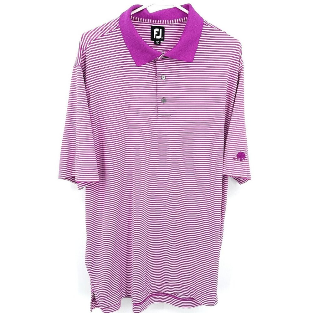 Footjoy Shirt Mens XL Purple Polo‎ Golf Performance Stretch The Hideout Striped